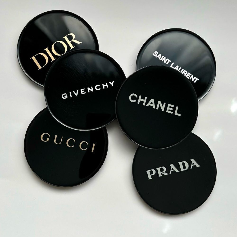 Design. Inspired Black Round Coaster Set of 6 Luxury Home Accessories
